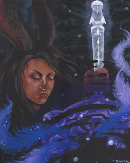 16x20" Acrylic painting on canvas, done inspired by an original character designed in the game Final Fantasy 14.