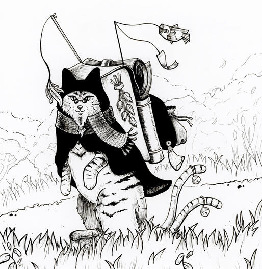 Grandpa Cat - 8x8" Ink